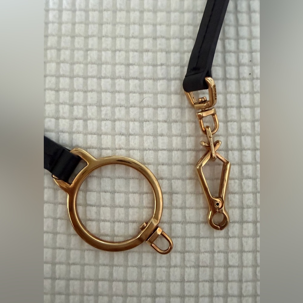 Prada Black Leather with Gold Ring and Hardware Accent Belt - Picture 7 of 9